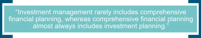 Pull quote about investment planning and comprehensive financial planning