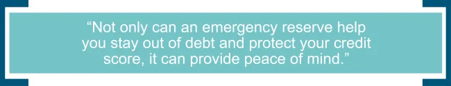 Emergency reserve peace of mind