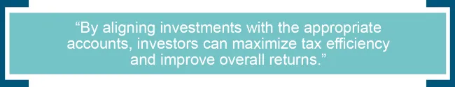 By aligning investments with the appropriate accounts, investors can maximize tax efficiency and improve overall returns.